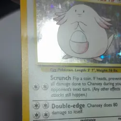 Pokemon Chansey Holo Rare Base Set 120 HP 3/102 1999 English Card - Image 3