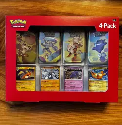 POKEMON TCG SCARLET & VIOLET 151 4 PACK MINI TINS FACTORY SEALED SAMS CLUB BOX A - Image 1