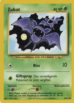 ~*~ Zubat ~ 2001 Pokemon Neo Revelation ~ #59/64 ~*~ - Image 1