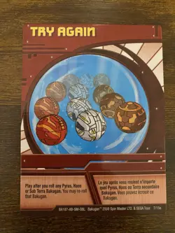 Bakugan Card - Try Again - Red Ability Card - BA187 - 7/15a - 2008 - Image 1