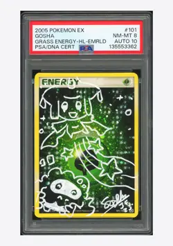 Pokemon PSA 8 AUTO 10 Grass Energy Holo Jirachi Gosha 2005 101/106 Emerald ENG - Image 1