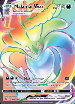 NM-Mint Malamar VMAX - 198/192 - Secret Rare Pokemon Rebel Clash - Image 1