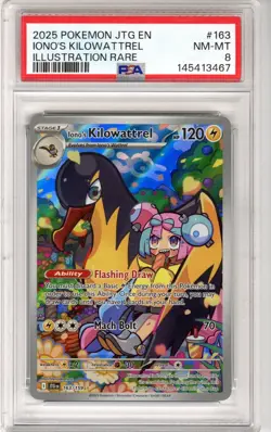 2025 Pokemon Journey Together Iono’s Kilowattrel #163 PSA 8 NM Illustration Rare - Image 1
