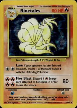 Pokemon Base Set #012/102 Ninetales Holo Rare,Holo Moderately played - Image 1