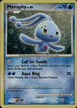 Pokemon DP Trainer Kit: Manaphy & Lucario #4/12 Manaphy Holo Moderately played - Image 1