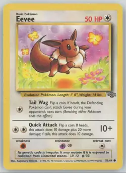 1999 Pokemon Jungle Eevee #51 A41 Wear - Image 1