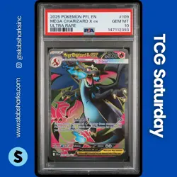 2025 POKEMON PHANTASMAL FLAMES #109/094 MEGA CHARIZARD X EX FA ULTRA RARE PSA 10 - Image 1