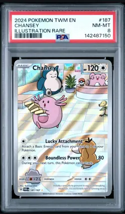2024 CHANSEY POKEMON TWM TWILIGHT MASQUERADE #187 ILLUSTRATION RARE PSA 8 - Image 1