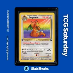 1999 POKEMON FOSSIL 1ST EDITION #19/62 DRAGONITE - Image 1