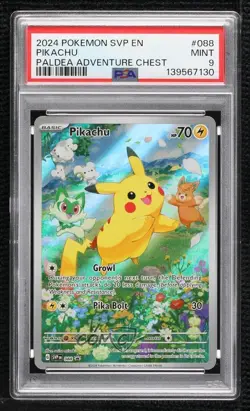 Pikachu (Paldea Adventure Chest) Holo Pokemon Scarlet & Violet Black Star PSA 9 - Image 1
