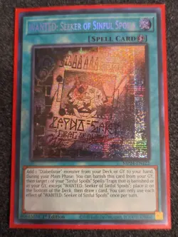 Yugioh 1x WANTED: Seeker of Sinful Spoils Prismatic Secret Rare MP24-EN122 NM - Image 1