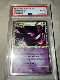 2010 Gengar Prime Holo HGSS Triumphant 94 Pokemon Card PSA 6 - Image 1