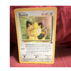 Pokemon Meowth Base Set 52/102 50 HP Basic Cat Punch WOTC 2000 English Card - Image 1