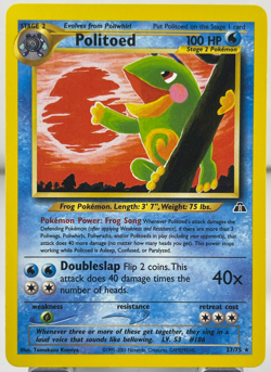 AS IS Pokemon TCG NEO DISCOVERY POLITOED RARE Card 27/75 - Image 1