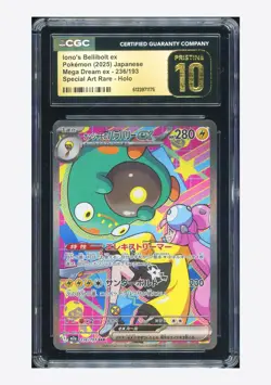 Pokemon CGC 10 PRISTINE Iono's Bellibolt ex SAR 2025 236/193 M2a Japanese - Image 1