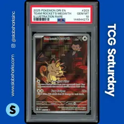 2025 POKEMON DESTINED RIVALS #203/182 TEAM ROCKET'S MEOWTH ILLUS. RARE PSA 10 - Image 1