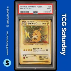 1997 POKEMON JP FOSSIL MYSTERY OF THE FOSSILS #026 RAICHU HOLO RARE PSA 9 - Image 1