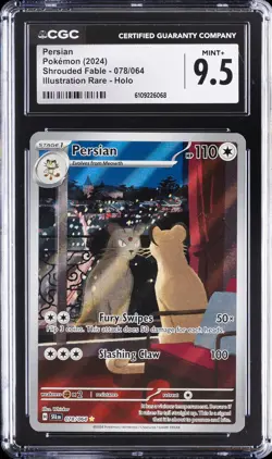 2024 POKEMON SHROUDED FABLE ILLUSTRATION RARE - HOLO #078/064 PERSIAN CGC 9.5 - Image 1