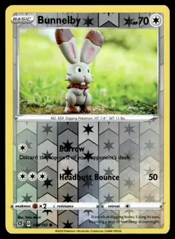 Bunnelby 146/192 Common Rebel Clash Pokemon Reverse Holo NM/M - Image 1