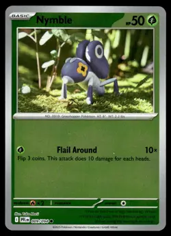 Nymble 009/094 Common Phantasmal Flames Pokemon Reverse Holo NM/M - Image 1