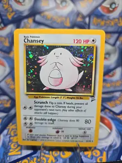 Vintage 1999 Pokemon TCG Base Set 2 Chansey Holo Rare 3/130 LP - Image 1