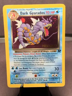 Pokemon TCG Dark Gyarados 8/82 Team Rocket Prerelease Holo Rare VTG Swirl - Image 1
