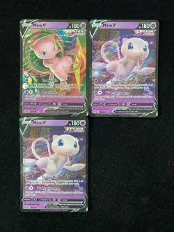 2021 Pokemon TCG English 113/264 060/159 060/159 Mew V Holo Lot*3 RB60 - Image 1