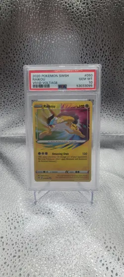 2020 POKEMON SWORD & SHIELD VIVID VOLTAGE #050 RAIKOU PSA 10 - Image 1