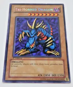 Yu-Gi-Oh! Tri-Horned Dragon LOB-000 1st Edition Secret Rare Glossy LP - Image 1