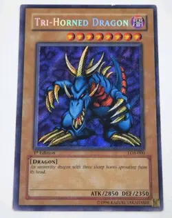 Yu-Gi-Oh! Tri-Horned Dragon LOB-000 1st Edition Secret Rare Glossy LP - Image 2