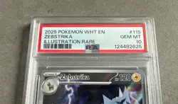 2025 POKEMON WHT EN-WHITE FLARE ILLUSTRATION RARE #115 ZEBSTRIKA PSA 10 - Image 3