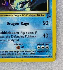 Gyarados 7/130 HP/DMG Base Set 2 Holo Rare Pokemon TCG WOTC - Image 5