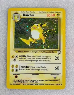 Raichu 16/130 MP/HP Base Set 2 Holo WoTC Pokemon TCG - Image 1