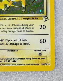 Raichu 16/130 MP/HP Base Set 2 Holo WoTC Pokemon TCG - Image 5