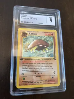 1999 Pokemon Fossil 1st Edition #50 - Kabuto CGC 9 - Image 1