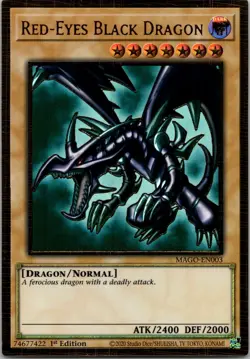 Yugioh Red-Eyes Black Dragon MAGO-EN003 1st Edition Premium Gold Rare NM - Image 1