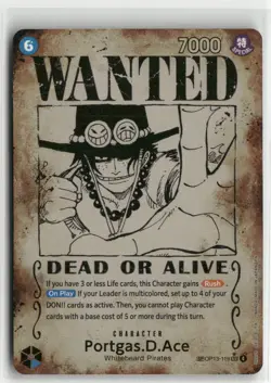 One Piece Carrying On His Will #OP13-119 Portgas.D.Ace (Wanted Poster) SEC - Image 1