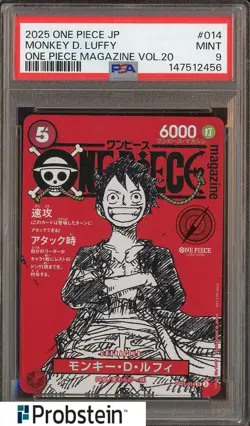 2025 ONE PIECE JPN PROMOS ONE PIECE MAGAZINE VOL.20 #014 MONKEY D. LUFFY PSA 9 - Image 1