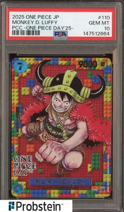 2025 One Piece JPN PCC One Piece Day '25 #110 Monkey D. Luffy PSA 10 GEM MINT - Image 1