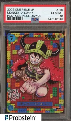2025 One Piece JPN PCC One Piece Day '25 #110 Monkey D. Luffy PSA 10 GEM MINT - Image 1
