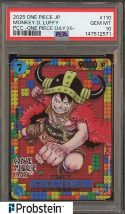 2025 One Piece JPN PCC One Piece Day '25 #110 Monkey D. Luffy PSA 10 GEM MINT - Image 1