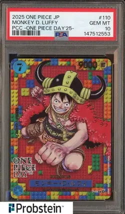 2025 One Piece JPN PCC One Piece Day '25 #110 Monkey D. Luffy PSA 10 GEM MINT - Image 1
