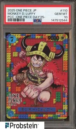 2025 One Piece JPN PCC One Piece Day '25 #110 Monkey D. Luffy PSA 10 GEM MINT - Image 1