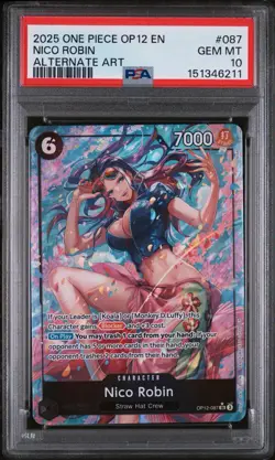 2025 One Piece OP-12 Nico Robin Alt Art #087 PSA GEM MT 10 - Image 1