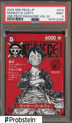 2025 ONE PIECE JPN PROMOS ONE PIECE MAGAZINE VOL.20 #014 MONKEY D. LUFFY PSA 9 - Image 1