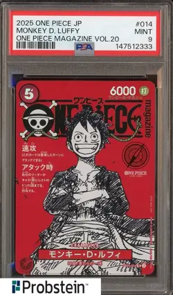 2025 ONE PIECE JPN PROMOS ONE PIECE MAGAZINE VOL.20 #014 MONKEY D. LUFFY PSA 9 - Image 1
