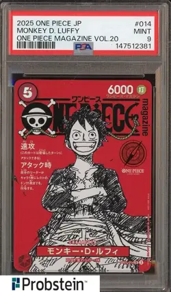 2025 ONE PIECE JPN PROMOS ONE PIECE MAGAZINE VOL.20 #014 MONKEY D. LUFFY PSA 9 - Image 1