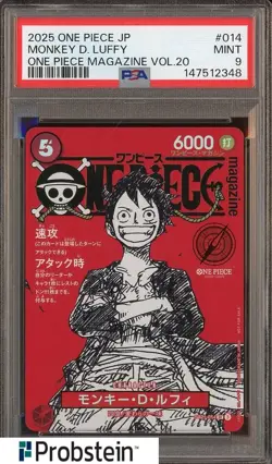2025 ONE PIECE JPN PROMOS ONE PIECE MAGAZINE VOL.20 #014 MONKEY D. LUFFY PSA 9 - Image 1