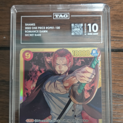 Shanks One Piece Romance Dawn OP01-120 Secret Rare TAG Graded 10 2022 - Image 1