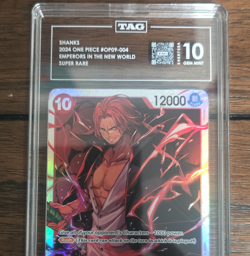 One Piece Shanks OP09-004 Super Rare Foil TAG 10 Emperors in the New World Rush - Image 1